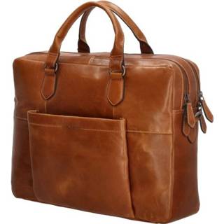 👉 Laptoptas cognac leer rits zwart NOBLE 2 vaks leren 15,6 inch 8720673011050
