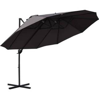 👉 Parasol grijs metaal active Sunny met zwengel dubbele tuinparasol zonwering 6095807197163