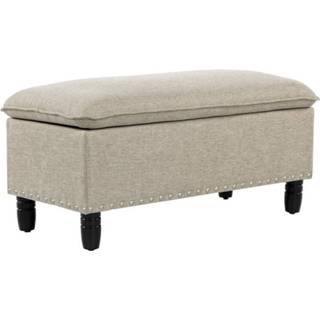 👉 Beige polyester active HOMdotCOM Bank gestoffeerde met opbergruimte kistbank eucalyptushout 6095810955965