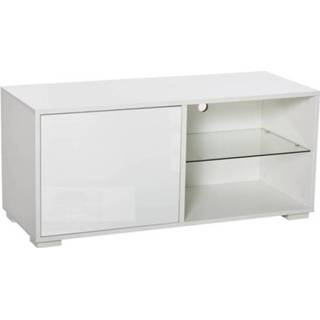👉 Plank wit glas active HOMdotCOM Tv-meubel met lades en open planken spaanplaat 6095814986972