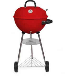 👉 Houtskool barbecue rood RVS active BBQ Houtskoolbarbecue Op Wielen - 47x76 Cm