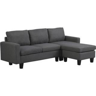 Hoekbank grijs stoffen linnen active HOMdotCOM Hoekbank, bank, bankstel, bank met chaise longue, L-vorm, 6095843365397