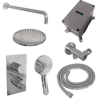 👉 Handdouche chroom Regendoucheset Inbouw Brauer Chrome Carving Thermostatisch 20cm met 3-Weg Omstelling, Gebogen Wandarm en 3-Standen Geborsteld 8720359389954