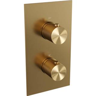 👉 Handdouche goud Regendoucheset Inbouw Brauer Gold Carving Thermostatisch 20cm met 3-Weg Omstelling, Plafondarm en Staaf Geborsteld 8720359391018