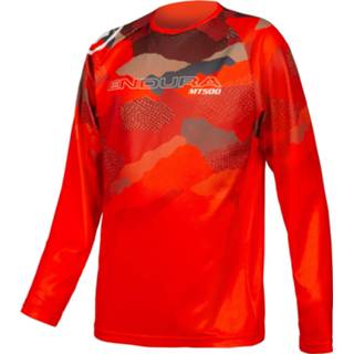 👉 Fiets shirt rood uniseks Endura - Kid's MT500JR Trikot LTD Langarm Fietsshirt maat 11-12 Years, 5056286924856