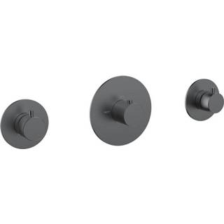 👉 Douchekraan dreams Wiesbaden afbouwdeel thermostatische met 2 stopkranen, gunmetal
