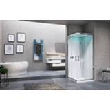 👉 Stoom cabine chroom glas wit Novellini Eon A stoomcabine met hydromassage en chromolight 90 x cm hoge douchebak, paneel profiel, helder 8013232892833