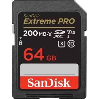 👉 Zwart SanDisk Extreme Pro 64GB SDHC Memory Card 200MB