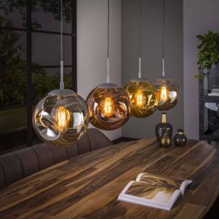 👉 Hanglamp zilver glas Oud LifestyleFurn Sylvana 4-lamps - 9507837599529