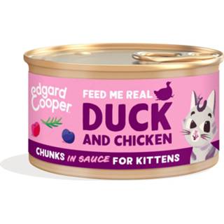 Kattenvoer active 18x Edgard&Cooper Kitten Chunks Eend - Kip 85 gr 5407009641718