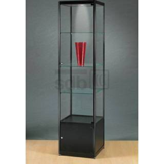 👉 Vitrinekast zwart MPC500 met onderkast - 200x50cm incl 3 legborden