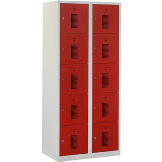 👉 Locker Plain 40 10-deurs - Rood