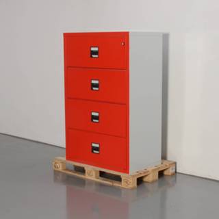 👉 Dossierkast rood grijs Officenow dossierkast, rood/lichtgrijs, 145 x 95 cm, 4 laden, A4 + Folio, brandkast
