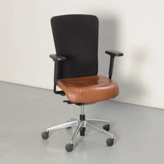 👉 Bureaustoel bruin zwart leder Girsberger bureaustoel, / zwart, 4D armleggers