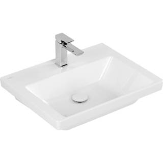 Meubelwastafel wit wastafel Villeroy & Boch Subway 3.0 met kraangat zonder overloop CeramicPlus 60 x 47 cm, stone white