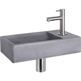 👉 Fonteinset grijs chroom fontein force Differnz met rechte kraan mat 40 x 22 8 cm, beton donkergrijs