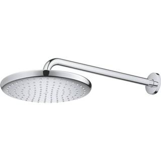 👉 Hoofddouche witte chroom douchekop tempesta GROHE 250 met 1 straalsoort, bovenkant en douchearm 38 cm,