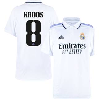 👉 Shirt wit unisex adidas l vietnam voetbalshirts volwassen Real Madrid Thuis 2022-2023 + Kroos 8 (Officiële Cup Printing) -