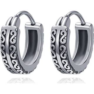 👉 Oorring zilverkleurig zilver staal edelstaal mannen Heren oorringen met fantasy details 8720629983370