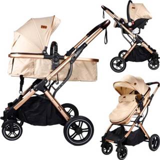 👉 Kinderwagen beige rose active kinderen Ding 3-in-1 Juna - Rose/Beige 8720289397166
