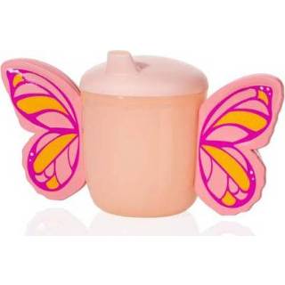 👉 Drinkbeker roze kunststof baby modern Bitten Butterfly pink met anti lek 4897038627875