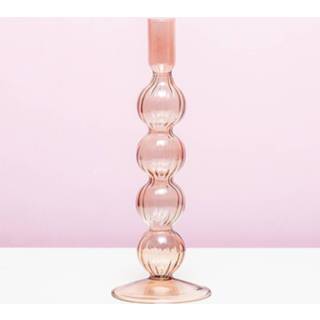 👉 Kandelaar groot roze glas Swirl Bubbles - Groot/roze 8714302143212