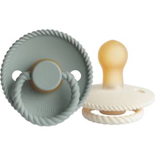 👉 FRIGG Rope Fopspeen Cream / Sage 0-6 Mnd 2 Stuks