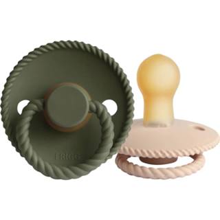 👉 Speen croissant groen donker FRIGG Rope Fopspeen / Olive 0-6 Mnd 2 Stuks 5715239514970