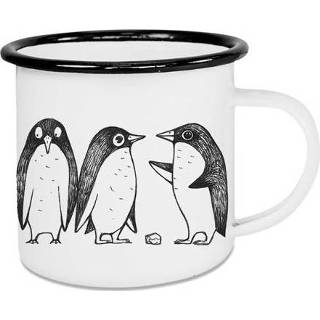 👉 Beker wit zwarte emaille - Pinguins met rond 500ml 4260685639759