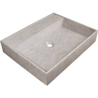 👉 Meubelwastafel beton Saniclass 60x46x11cm zonder overloop 1 wasbak kraangat 2131 8720359351296