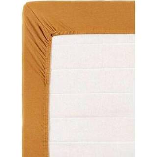 👉 Hoeslaken jersey bruin topdekmatras - caramel 160x200 cm Leen Bakker 8714901805450