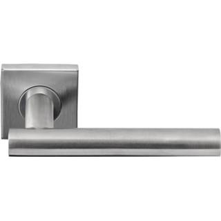 👉 Deurkruk RVS BASICS LB7-19BSQR53G geveerd op vierkant rozet - mat 8718009416006