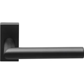 👉 Deurkruk zwart RVS BASICS LBII-19-LSQRQ32G dubbel geveerd op rechthoekige rozet - mat 8718009355305