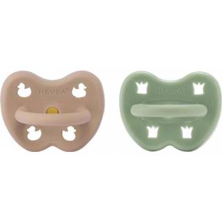 👉 Speen tan beige donkergroen Hevea Fopspeen Rond / Moss Green 3-36 Mnd 2 Stuks 5710087440518