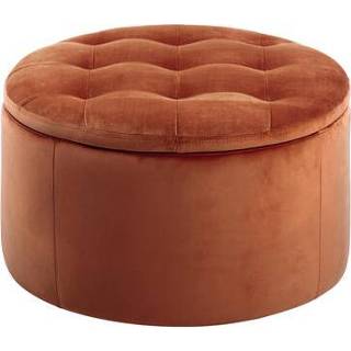 👉 Poef velvet oranje Debussy - koper 35xØ60 cm Leen Bakker 5713941115027