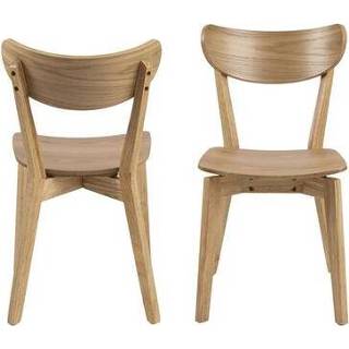👉 Eetkamerstoel hout eiken velvet bruin Roxy - (2 stuks) Leen Bakker 5713941175991