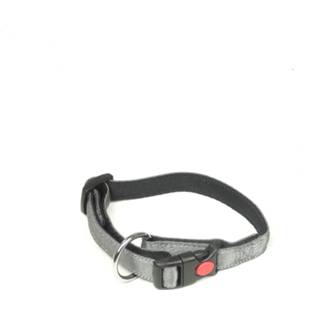 Halsband grijs nylon active met zachte voering en snelsluiting 15 mm x 25-35 cm