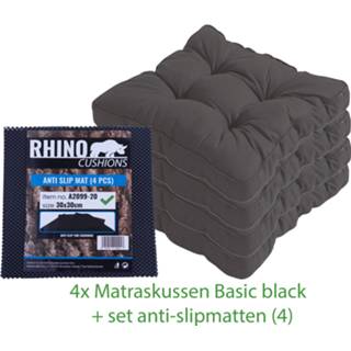 👉 Matraskussen zwart Combi actie 4x Basic black + set anti slipmatten 8713229114886