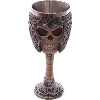 👉 Wijnglas Halloween - Decoratie horror kelk/wijnglas schedel 18 cm