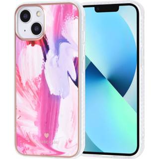 👉 Coverhoes roze UNIQ Classic Case iPhone 13 TPU Back Cover hoesje - Graffiti Pink 8719273322222