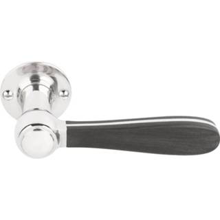👉 Deurkruk zwart RVS Formani Lazaro Rosa-Violan BOSCO LZ100 ongeveerd op rozet - gepolijst RVS/mat 8718009338032