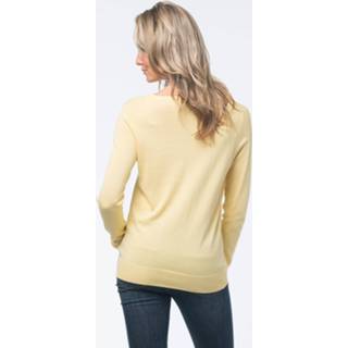 👉 Sweater katoenmix vrouwen Lt Yellow Basic met V-hals van 8719673294143