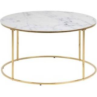 👉 Salontafel goudkleur Glas#Metaal wit Lousa - marmerprint/goudkleur 44xØ80 cm Leen Bakker 5713941083388