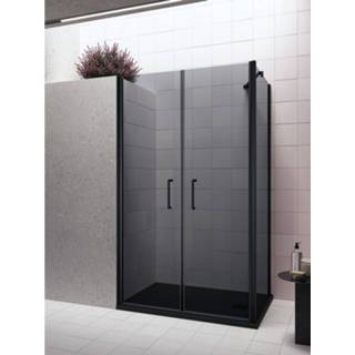 👉 Douchecabine zwart mat Lacus Giglio Evo Saloon 2 Klapdeuren Rookglas (alle maten) 8719304149965