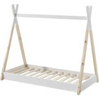 👉 Bruin#Wit Wit#Bruin peuters wit grenenhout hout Vipack peuterbed tipi wit/hout - 70x140 cm Leen Bakker 5420070229036
