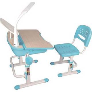 👉 Kinderbureau Wit#Blauw Blauw#Wit kinderen blauw Metaal#Melamine Melamine#Metaal Vipack Comfortline met stoel - 70x54,5x51 cm Leen Bakker 5420070224178