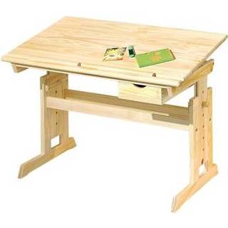 👉 Kinderbureau bruin kinderen hout Julia - licht grenenkleur 55x109x63 cm Leen Bakker 4010340306201