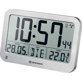 👉 Wandklok zilver groot Bresser Optik 7001801 Zendergestuurd 225 mm x 150 20 display 4007922061924