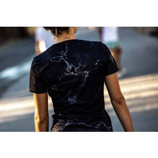 👉 Shirt l vrouwen zwart dessin Rogelli Marble Dames T-Shirt hardloopshirt