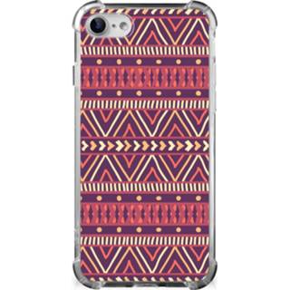 👉 Paars silicone IPhone SE 2022/2020 | 8/7 Doorzichtige Hoesje Aztec 8720632178718